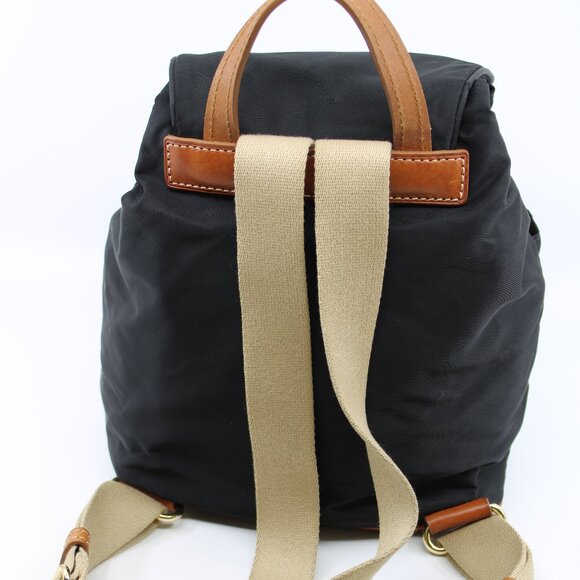 DOONEY & BOURKE MURPHY Medium BLACK NYLON BROWN LEATHER TRIM BACKPACK - Picture 1 of 11